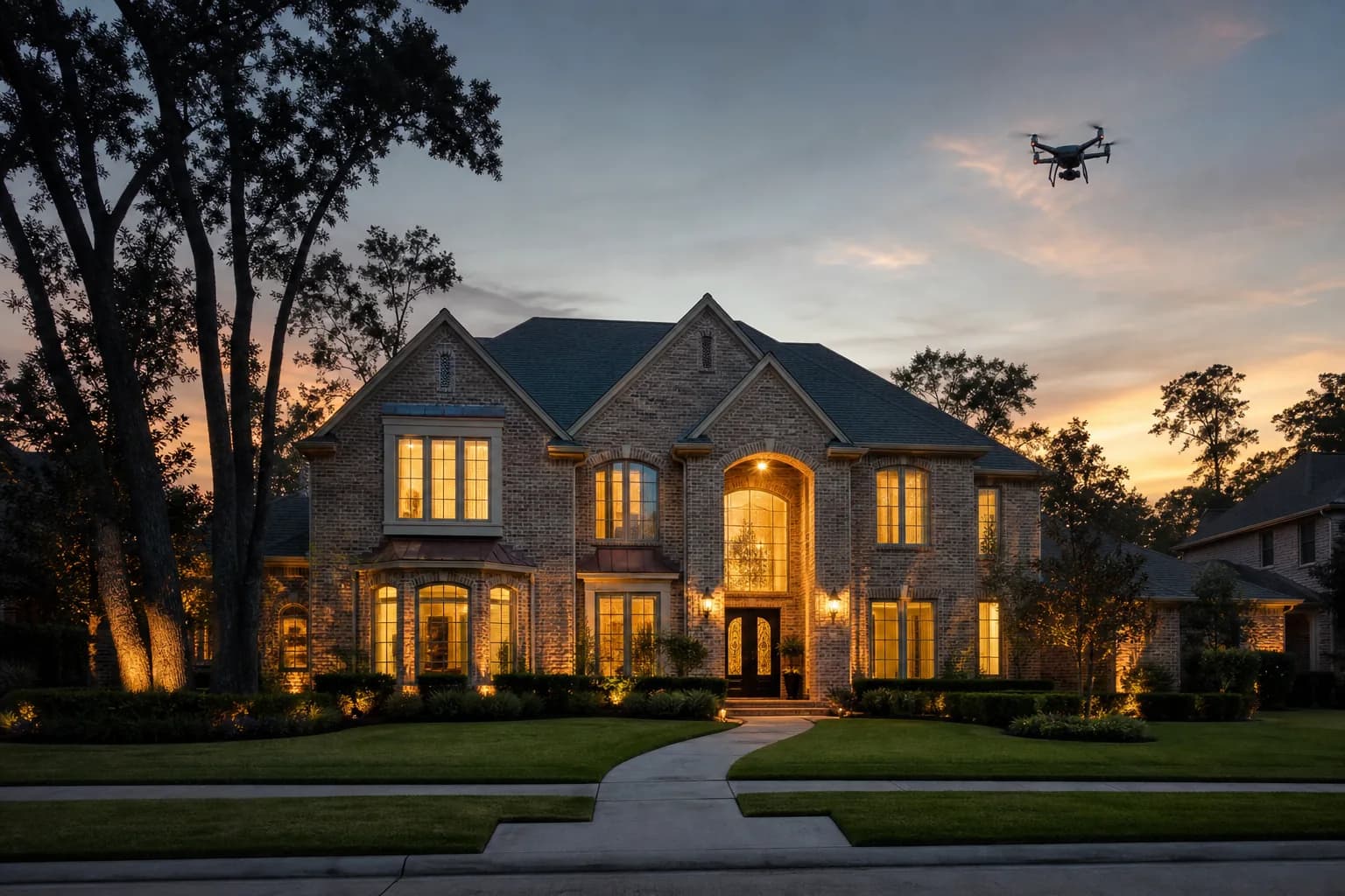 Exterior drone inspection of a Houston-area home